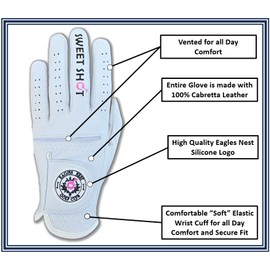 Sweet Shot Funny Golf Gloves - Premium 100% Cabretta Leather Women’s Golf Gloves, Golf Attire and Essentials for Women, Fun Golfer Gag Gift, Adult Right or Left Hand, Small to XXL Sizes