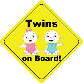 Twins On Board Boy and Girl Smile Cute Funny Baby Car Bumper Sticker Decal 5" x 5"