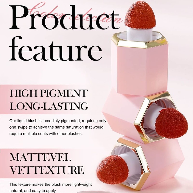 Liquid Cream Blush with Sponge Applicator Velvet Matte Blush for