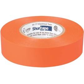Shurtape EV 77 Professional Grade, All-Weather Color Vinyl Electrical Tape, UL Listed/CSA Approved, 7.0 Mil, Orange, 3/4 Inch x 66 Feet, 1 Roll (104703)
