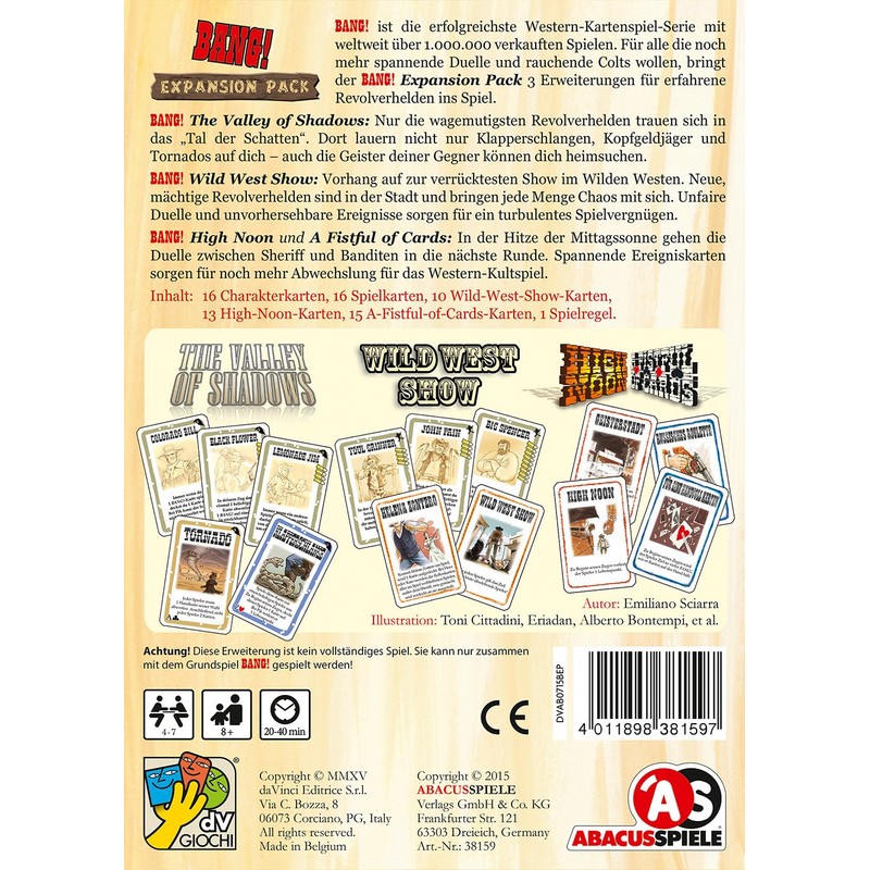 ABACUSSPIELE ABA38159 Bang!: Expansion Pack [Erweiterung], Orange