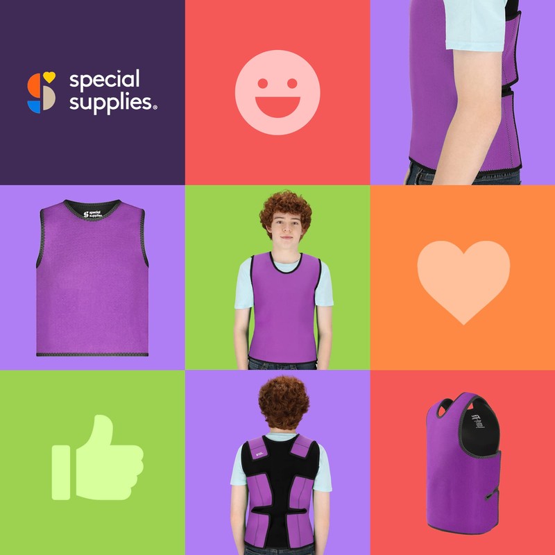 Special Supplies Sensory Compression Vest Deep Pressure Comfort (Purple, Large)