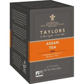 Taylors of Harrogate Assam, Black Tea, Pillow Tea Bags, 50 Count (Pack of 1), Full-bodied, Satisfying & Malty, Caffeinated, Enjoy Hot or Iced, 50 Teabags