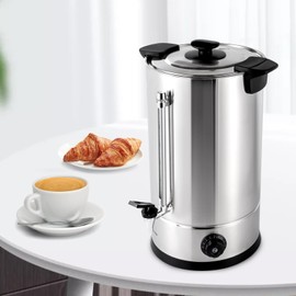 15L/3.96gal Tea Urn Coffee Commercial Grade Stainless Steel Electric Kettle Hot Water Boiler Commercial Catering Hot Water Kettle Electric Coffee Urn for Home Party Office Wedding