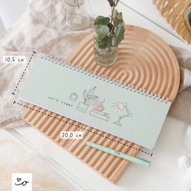 Odernichtoderdoch Table Calendar "Let's Start" | Undated Desk Calendar Landscape for 52 Weeks | Weekly Planner Monday - Sunday | Stand-up | Mint