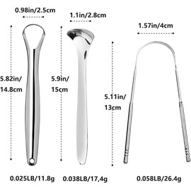 Raspador de Lengua de Acero Inoxidable, 3 Piezas Limpiador de Lengua, Limpia Lengua para Niños y Adultos, Cepillo de Lengua de Acero Inoxidable para la Higiene Bucal,Raspador de Lengua