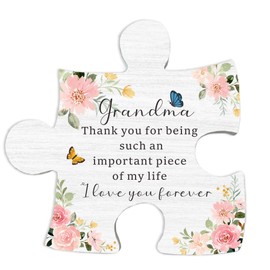 Puzzle Piece Gifts for Grandma for Grandma Gifts from Grandchildren, Birthday Gifts Ideas for Grandma, Wooden Puzzle Plaque for Grandmother Thanksgiving for Nana