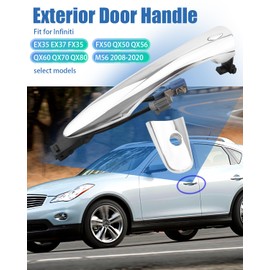 VelvetunVillay Exterior Door Handle Front Left Driver Side Fit for Infiniti EX35 FX35 FX50 QX50 QX56 QX60 QX70 QX80 Replace 806461BA0A 806401BA0A 806401LA0A Outside Chrome W/Keyhole
