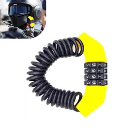 Opuweiy 1 PC Motorcycle and Bike Helmet Lock, Anti-Theft Digit Password Cable Lock, Retractable Luggage/Stroller/Bike Wheel Security Accessories, Universal for Most Motorcycles and Bicycles (Yellow)