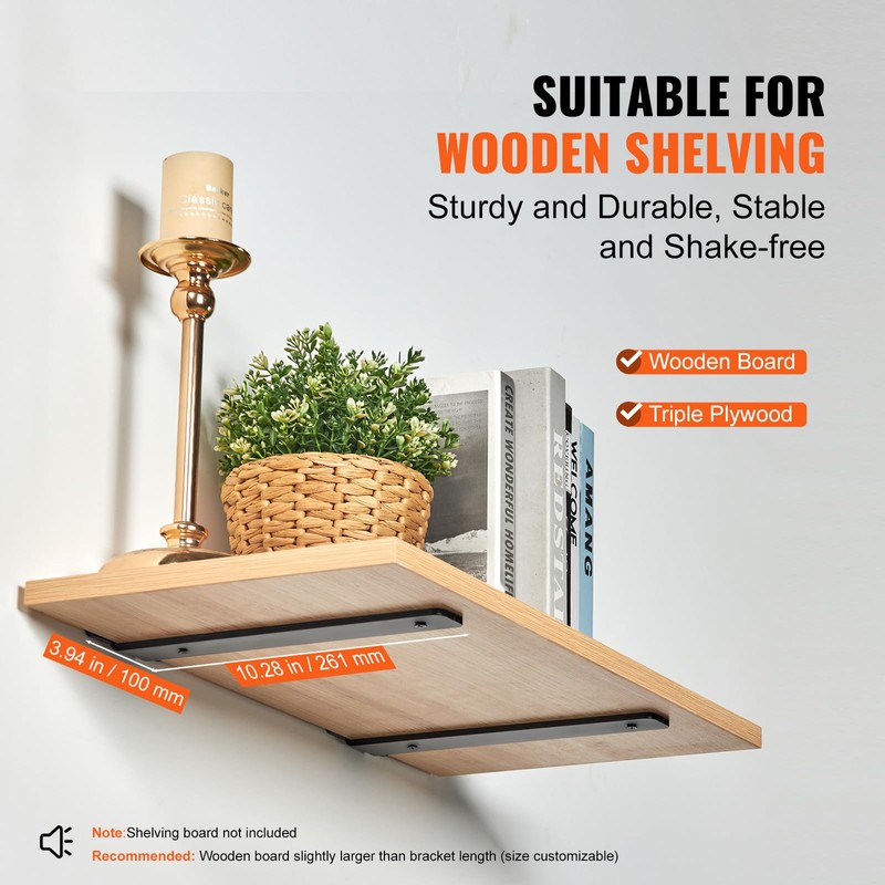 VEVOR Floating Shelf Brackets 10 Inch, 6 Pack Heavy Duty