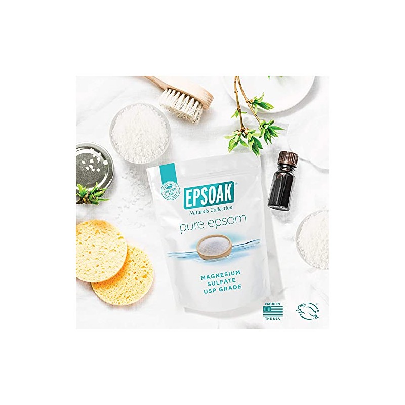 Epsoak Epsom Sal 10 libras Sulfato de magnesio USP, Blanco,