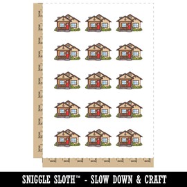 Traditional Craftsman Style House Home Temporary Tattoo Water Resistant Fake Body Art Set Collection - 15 2" Tattoos (1 Sheet)