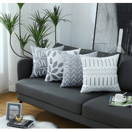 Homefeelzydys Cushion Covers,Cushion Covers 60 x 60 set of 4 Grey Square Throw Pillow Case Cushion Covers 24x24 4Pack For Outdoor Patio Garden Blench Living Room Sofa Farmhouse Decor