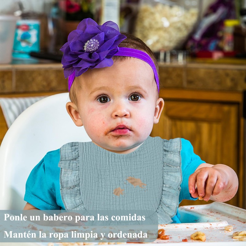 5 Pcs Baberos para Bebé, Baberos de Algodón, Color Liso,