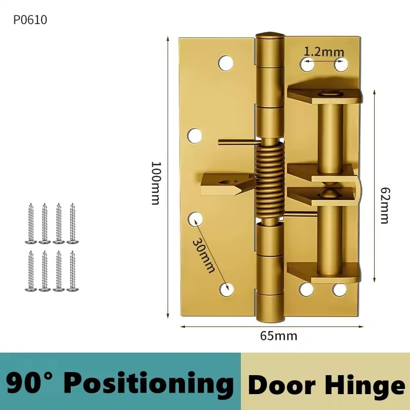 2-Pack 3-in-1 Stainless Steel Self-Closing Spring Door Hinges with 90°