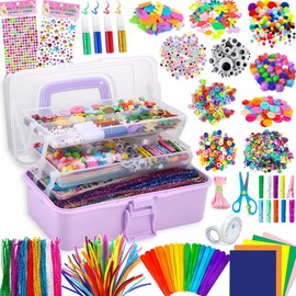 Gutenguy Children's Craft Set, 3000 + Pieces Craft Case, Craft Supplies, Material Set, Large Craft Box, Gifts for Girls and Boys 3 4 5 6 7 8 9 10 11 12 Years, Purple