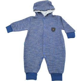 Tontiny Baby Rompers Cotton Hooded Onesie, Snug Fit Snap-Front Footed Jumpsuit, Long Sleeve One-piece Infant Overall, Baby Clothes for Boys Girls, 3-6 Months, Blue