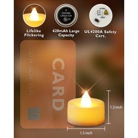 Homemory 12pcs Flameless LED Tea Lights with Remote & Timer, 400+Hours Realistic Flickering Battery Candles for Seasonal, Tabletop, and Centerpieces Decor