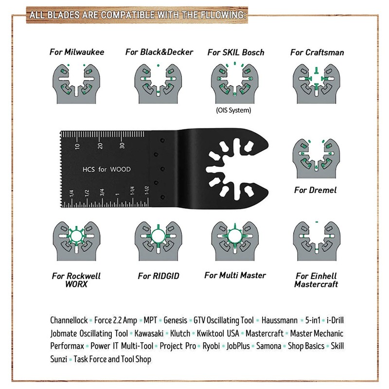 10-piece saw blades set, mix blades, multi-tool saw blade, oscillating