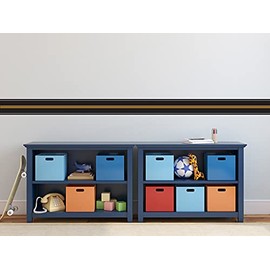 Road Wall Border Fabric Wall Decal - Double Yellow - Set of Two 24.7"" x 6"" Sections - Reusable, Repositionable