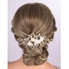 Teyglen Gold Rhinestone Flower Wedding Hair Comb Bridal Crystal Pearl