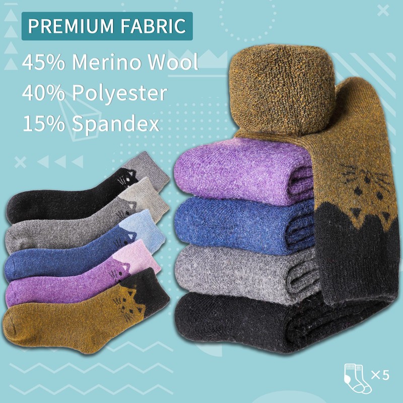 Women Soft Thick Socks Cute Animal Casual Comfort Warm Crew