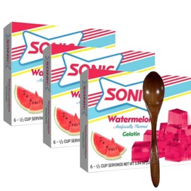 Sønic Watermelon Gelatin Dessert Mix (3-Pack, 3.94 oz Boxes) with Candy Freezer Wooden Spoon (Watermelon Flavor) – Wooden Spoon