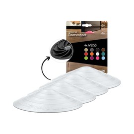 Doornado Strong Rubber Door Stopper - Door Holder No Drilling - For All Types of Doors and Floors - 118 x 25 mm - Design Price - White