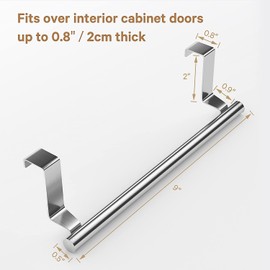 Stainless Steel Over Door Towel Rack Bar Holders for Universal Fit on Cabinet Cupboard Doors Pack of 2