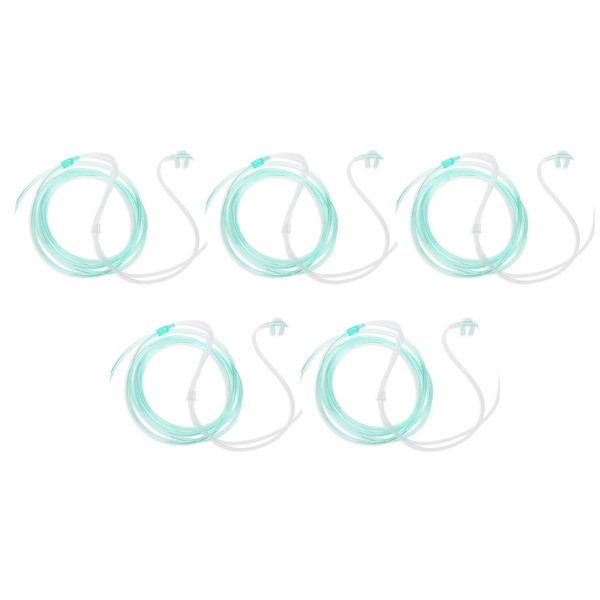 Dealmed Adult Standard Nasal Cannula – Straight with 7 ft (2.1m), Soft Green, Cannula Nasal Tubing for Oxygen, Highly Visible, Kink Resistant, Lightweight Tubing (5 Pack)