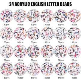 1200 Pzs Cuentas de Letras Acrilicas Para Pulseras Kit Abalorios Alfabeto A Z Con Hilo Elástico y Corazones Para Bisutería Manualidades