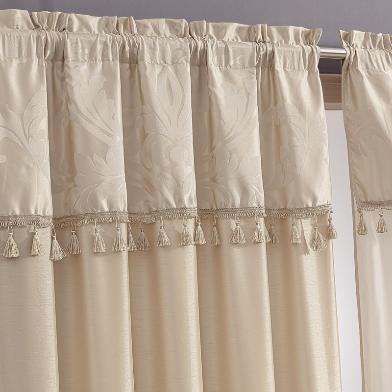 Chezmoi Collection Royale 4-Piece Jacquard Floral Window Curtain/Drape Set with