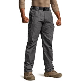 CQR Men's Tactical Pants, Water Resistant Ripstop Cargo Pants, Lightweight EDC Work Hiking Pants, Outdoor Apparel, Raider Charcoal, 36W x 30L