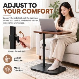 Adjustable Laptop Side Table for Small Spaces – Tilting 30×40cm Workstation for Bedside, Sofa & Home Office