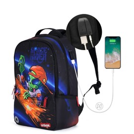 UNIKER School Backpack for Teen Boys, Laptop Backpack with USB Charging Port,Computer Backpack for 15.6 Inch Laptop,Designer Backpack for High School Alien,Backpack for Work