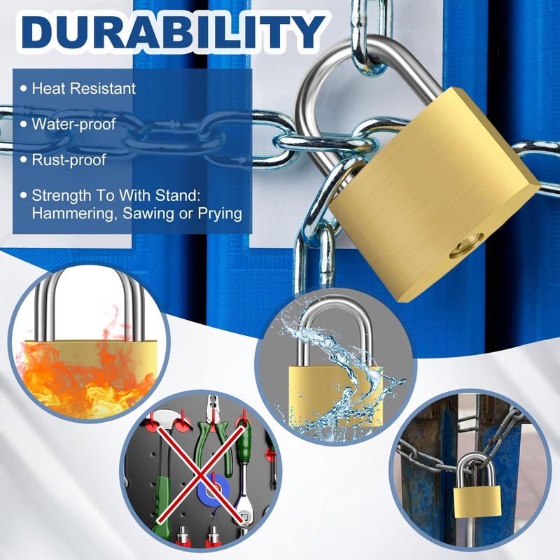 Yaocom 24 Pcs Solid Brass Keyed Padlock, Small Yellow Gym