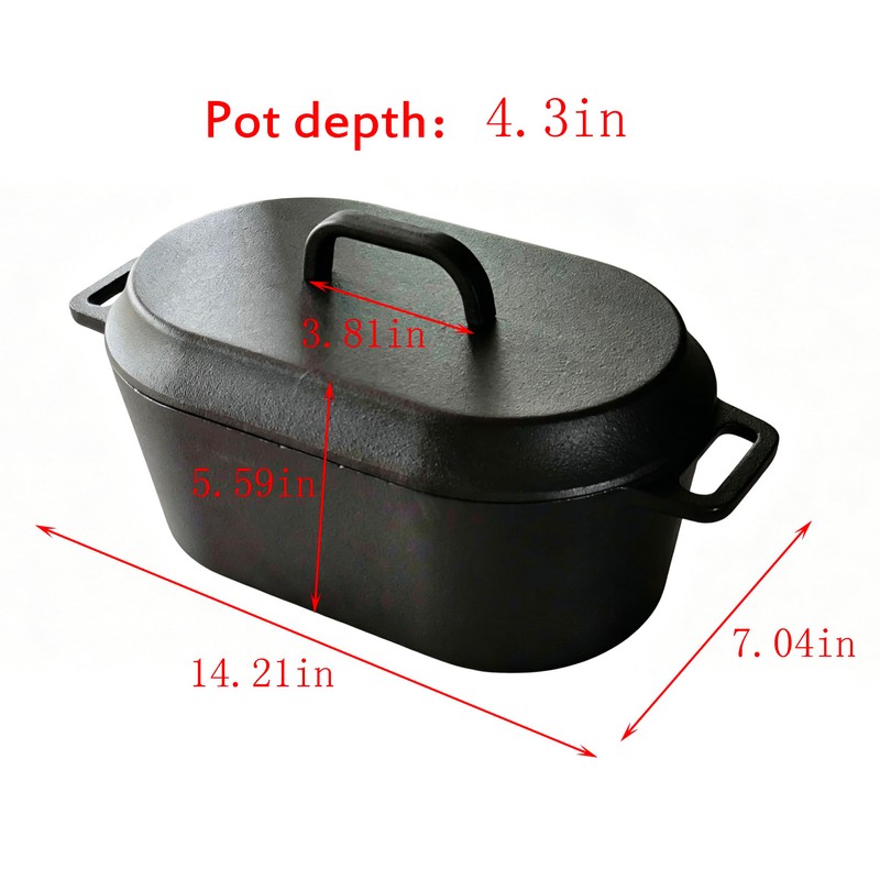 4.5QT Cast Iron Loaf Oven Pan - 11.3"x6.5"x4.3" - 5QT