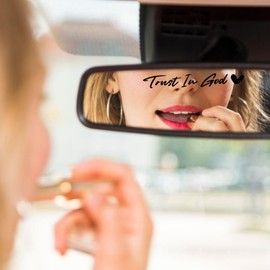 HJZHII 3X Trust in God Rear View Mirror Sticker, Rearview Mirror Decal with Heart Car Window Decals Self Affirmations Car Mirror Stickers for Women Water Bottle Laptop Accessories Gifts(Black)