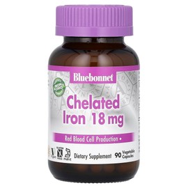 Bluebonnet Nutrition Chelated Iron 18mg Veggie Capsules 90 Tablets, 1 Piece / 블루보넷뉴트리션 킬레이트화 철분 18mg 베지 캡슐 90정, 1개