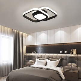 JDONG LED Ceiling Light 24 W Black Ceiling Light 4000 K 2000 LM Neutral White Square Lamp for Kitchen Balcony Hallway Bedroom Cellar Diameter 30 cm