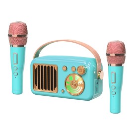 T4 Exquisite and Compact Kids-Specific Wireless Speaker, Dual-Microphone Portable Karaoke System, RGB Light Effects,Fit for Giftcolor: Green