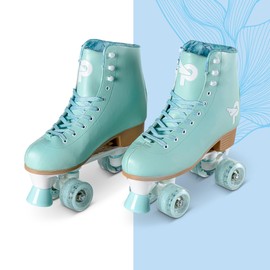 Yvolution Roller Skates for Girls and Women High Top Design Retro Prettyfly Quad Skates (Blue, 9)