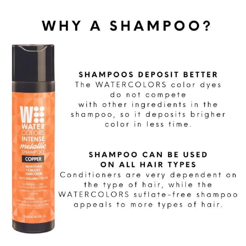 Watercolors Intense Metallic Color Depositing Sulfate & Paraben Free Shampoo,