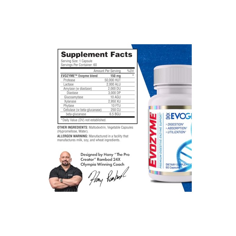 Evogen Evozyme - Enzimas Digestivas Premium para Mujeres y Hombres
