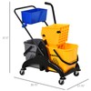 HOMCOM 13.7 Gallon Mop Water Bucket Wringer Cart with Easy