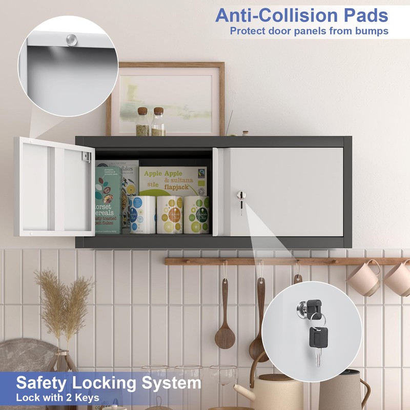 STEELIST Metal Garage Storage Cabinet, Locking Cabinet Wall Mounted, 12.8"