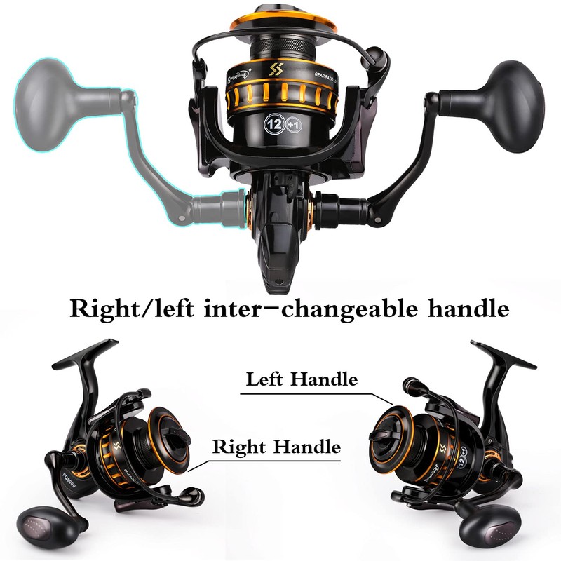 Sougayilang Spinning Reel, Lightweight Reels 12+1 Stainless BB Ultra Smooth