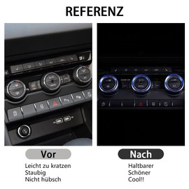 BLINGOOSE For Skoda Car Accessories Air Conditioning Button Sticker Fit for Skoda 14 15 2016 2017 2018 2019 2020 AC Aluminium Alloy Blue Pack of 3