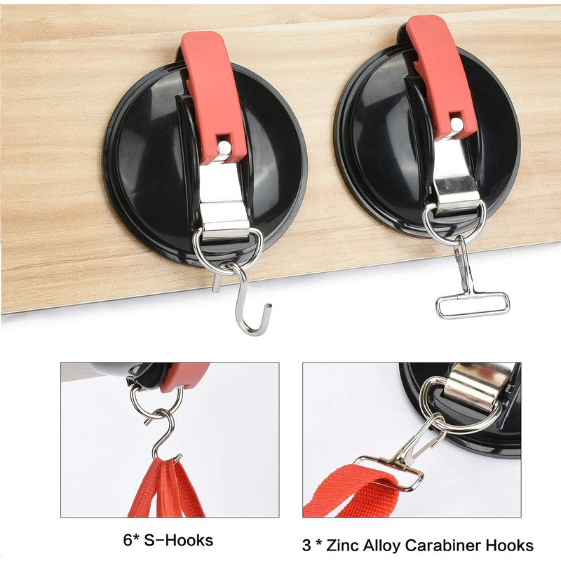 Suction cup hook 3 Pack with 6 S-Hooks,Heavy Duty Suction