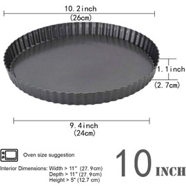 Gutsdoor - Molde para tartas (25,4 cm, con parte inferior extraíble, antiadherente, para hornear y cocina)